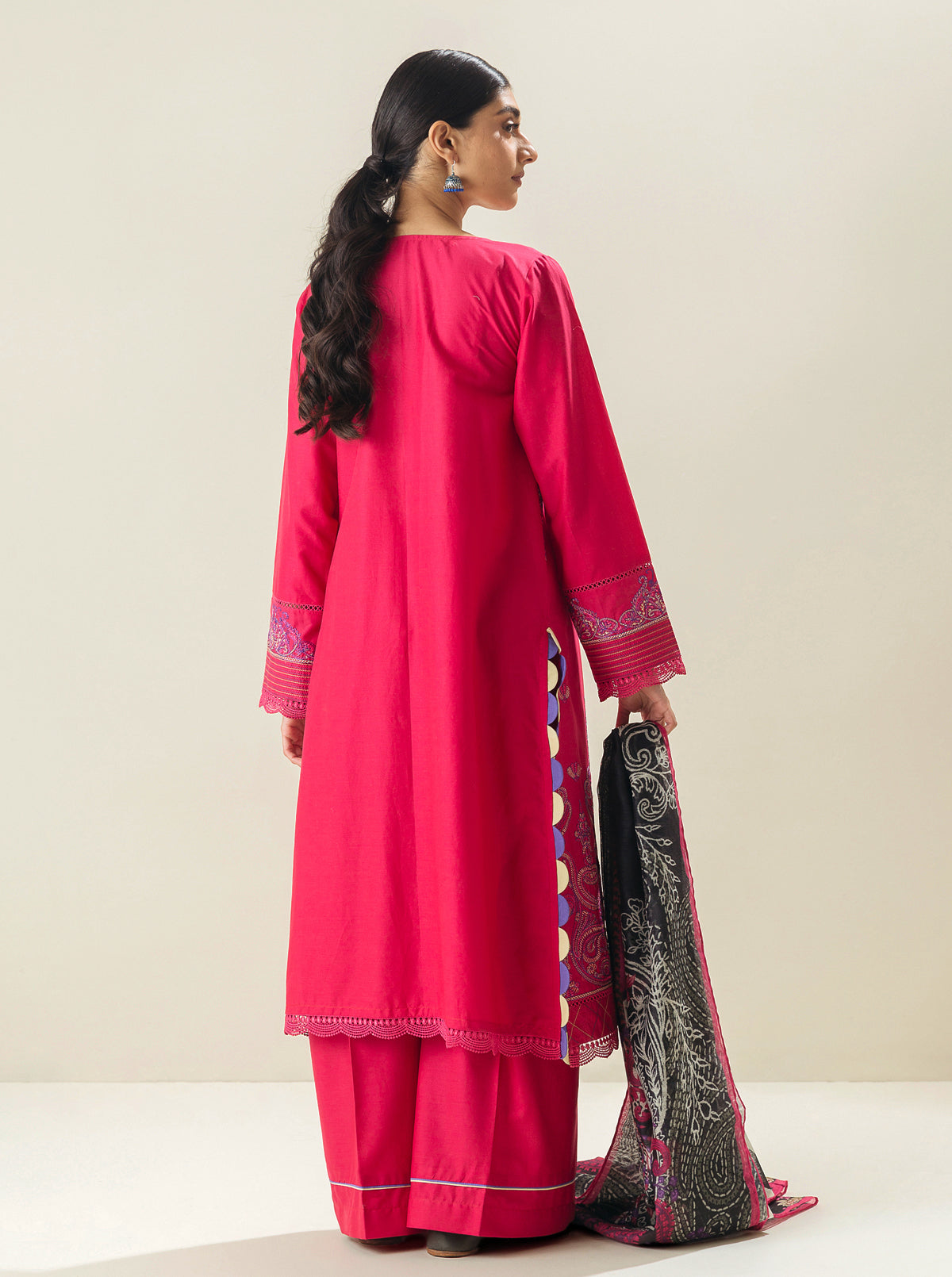 3 Piece - Embroidered Lawn Suit - Fuchsia Grace