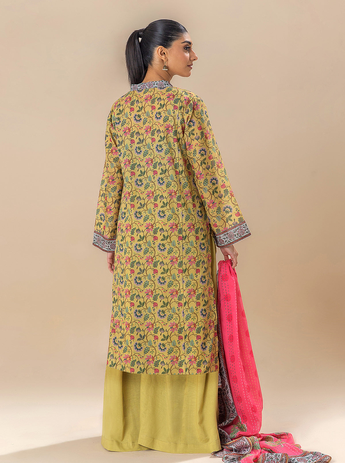 2 Piece Printed Lawn Suit-Mellow Yellow (Unstitched)