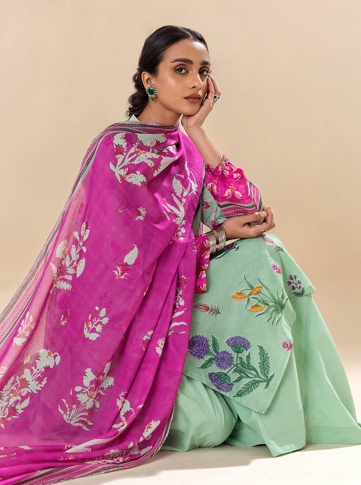 2 Piece Printed Lawn Suit-Mughal Accents (Unstitched)