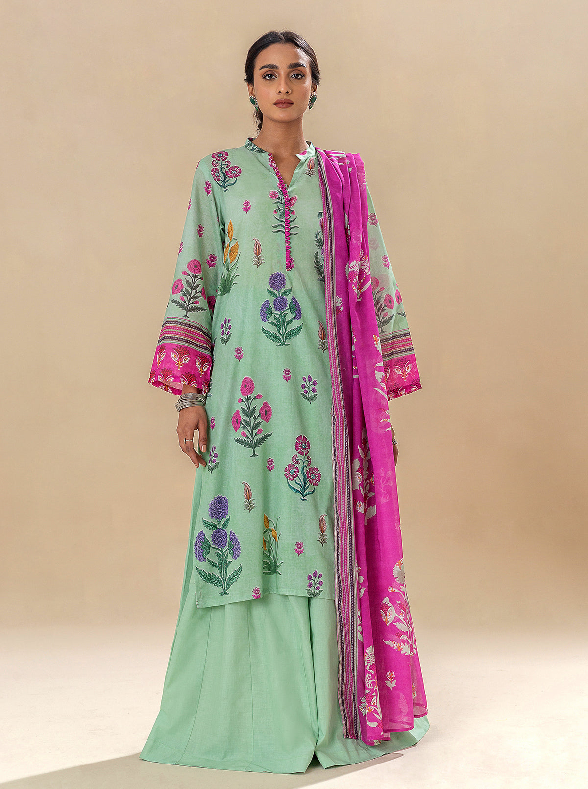 2 Piece Printed Lawn Suit-Mughal Accents (Unstitched)