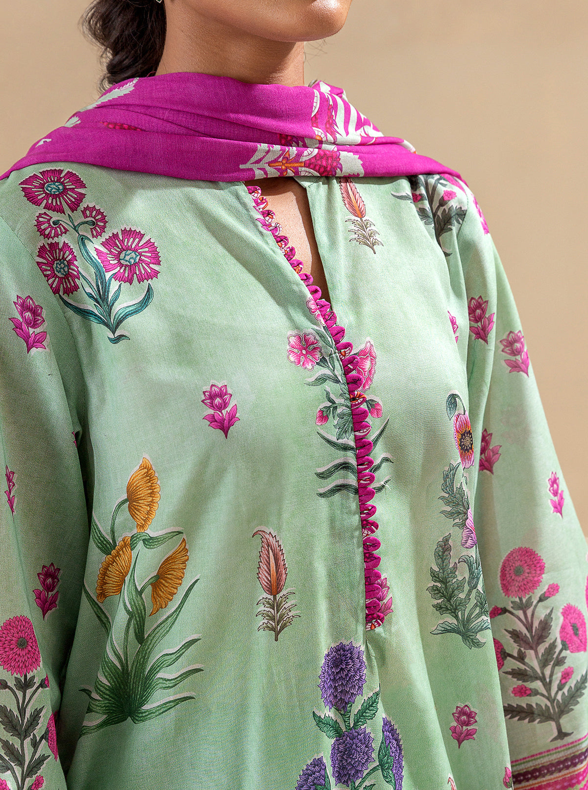 2 Piece Printed Lawn Suit-Mughal Accents (Unstitched)