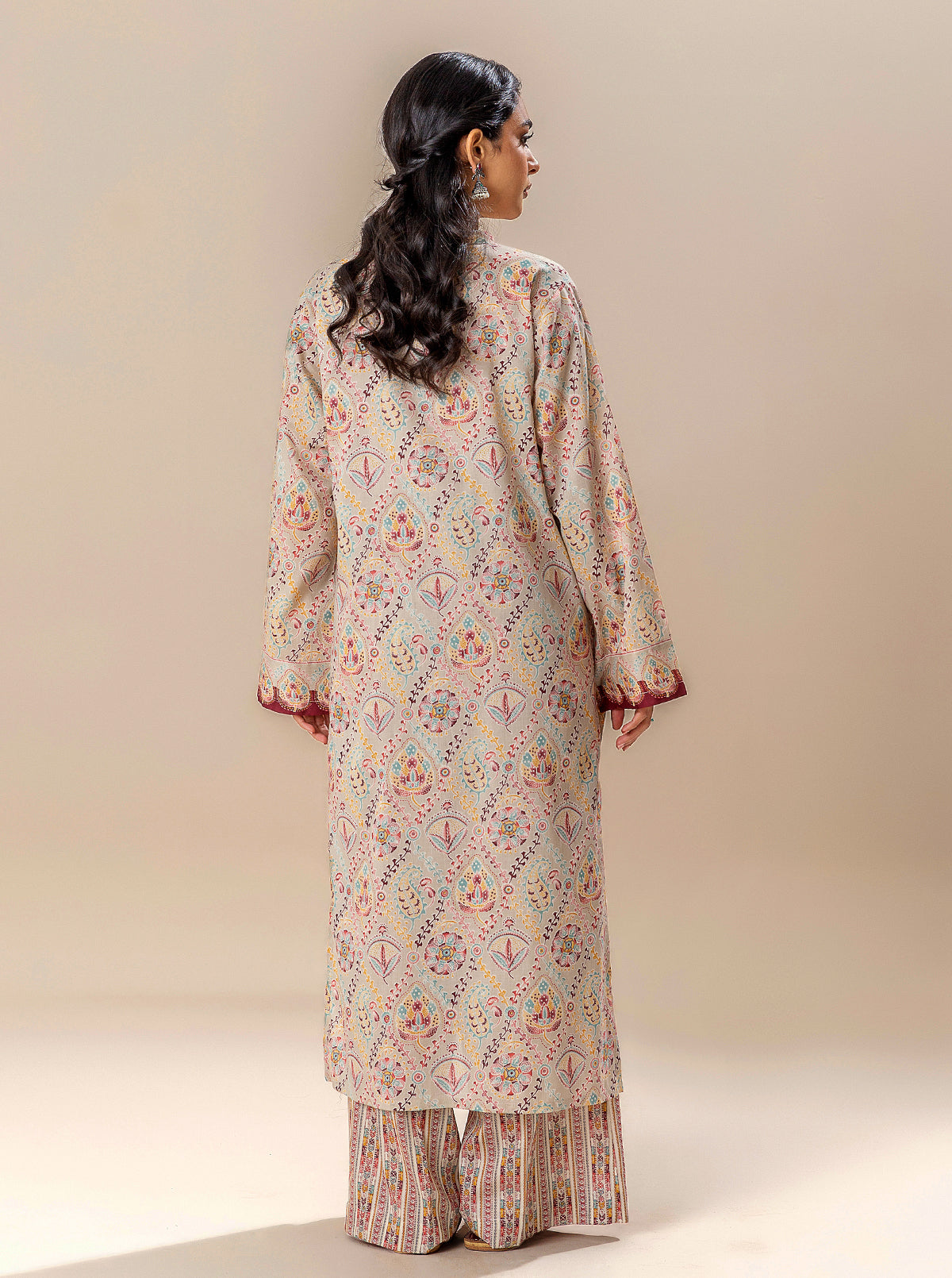 2 PIECE PRINTED LAWN SUIT-MEADOW MILK (UNSTITCHED)
