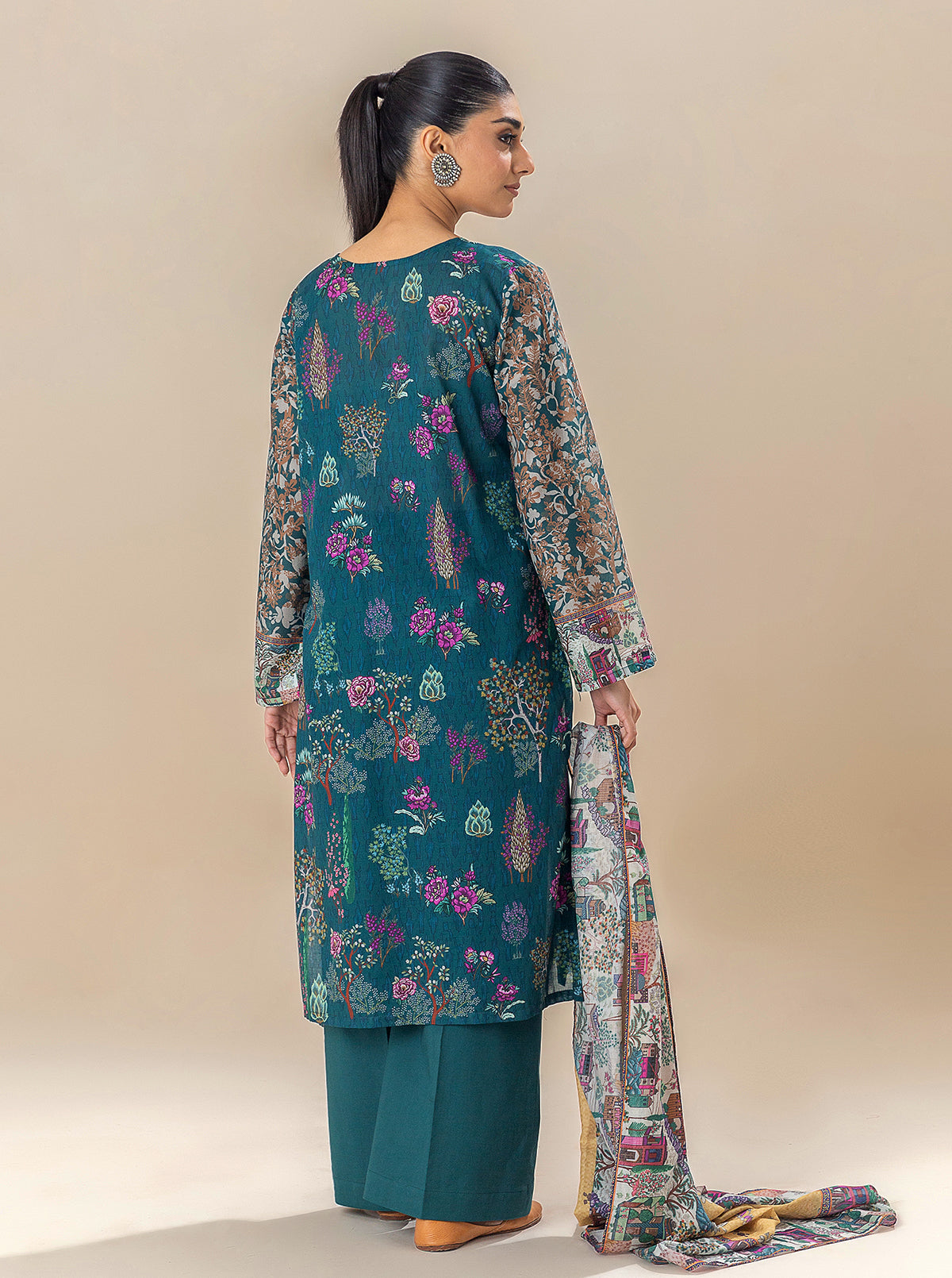 3 Piece Printed Lawn Suit-Serenity Greens (Unstitched)