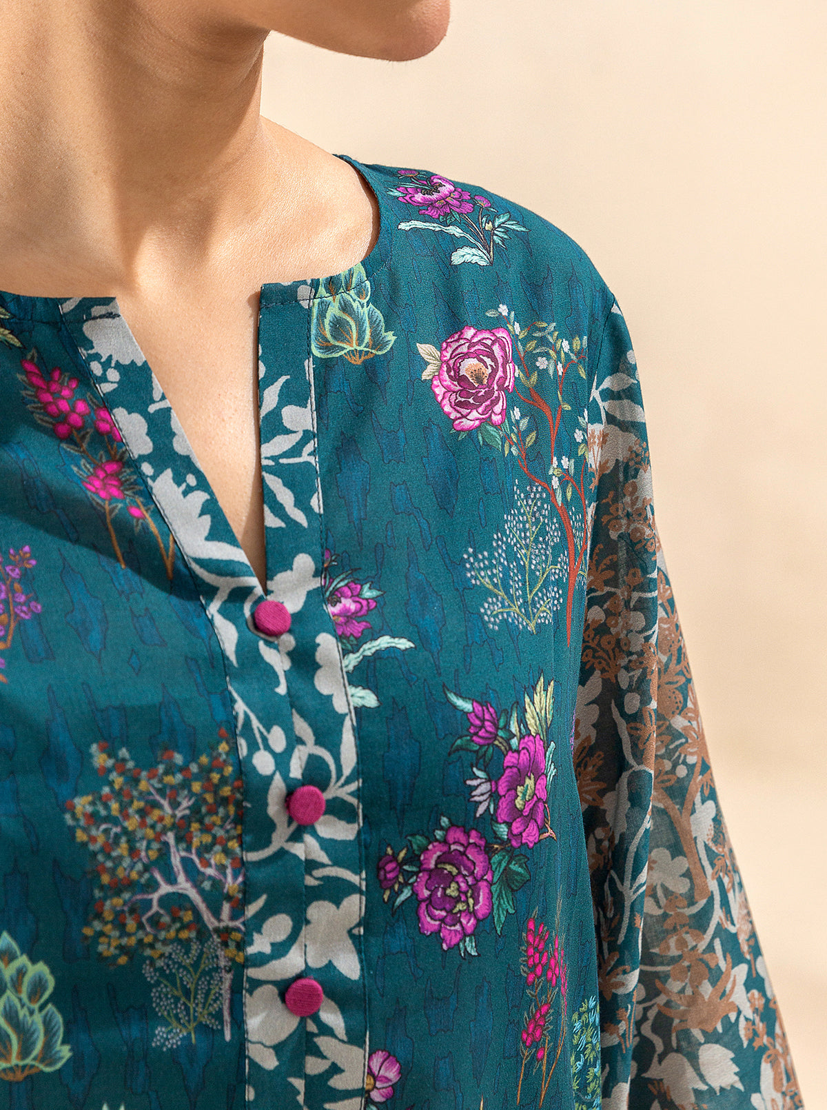 3 Piece Printed Lawn Suit-Serenity Greens (Unstitched)