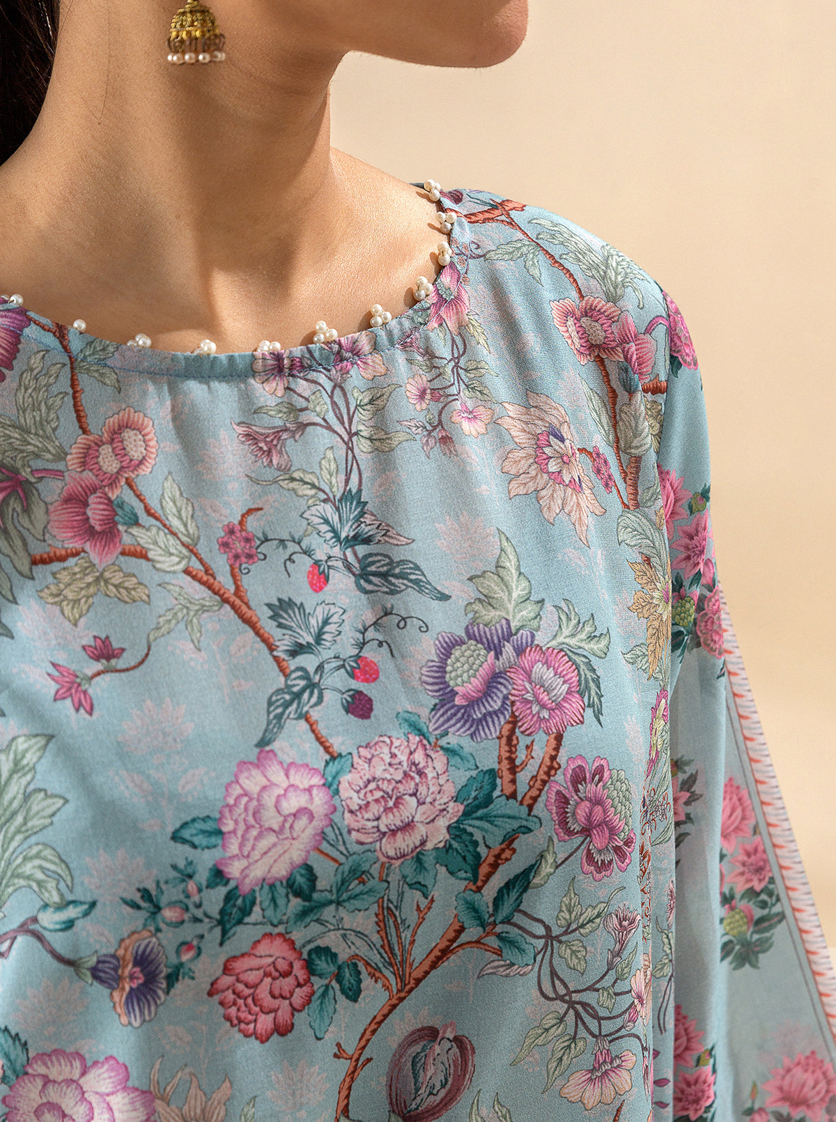 3 Piece Printed Lawn Suit-Soul Blue (Unstitched)