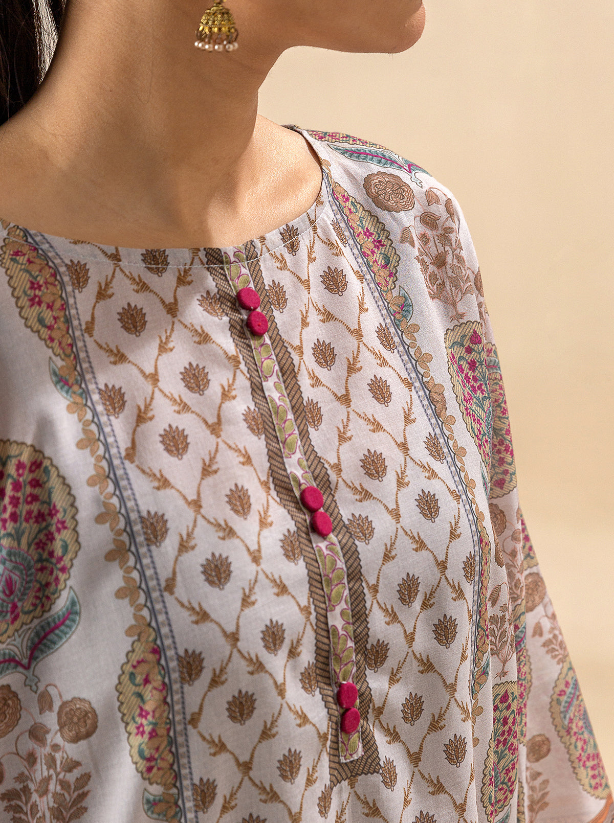 3 Piece Printed Lawn Suit-Mughal Melody (Unstitched)