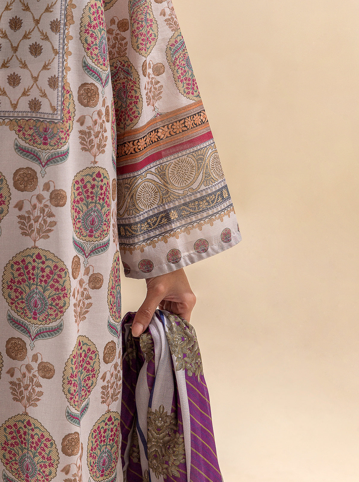 3 Piece Printed Lawn Suit-Mughal Melody (Unstitched)