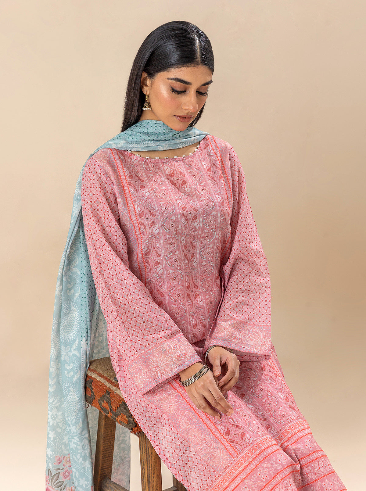 3 Piece Printed Lawn Suit-Serene Needle (Unstitched)