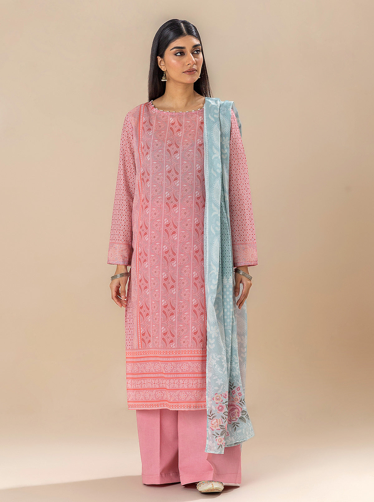 3 Piece Printed Lawn Suit-Serene Needle (Unstitched)