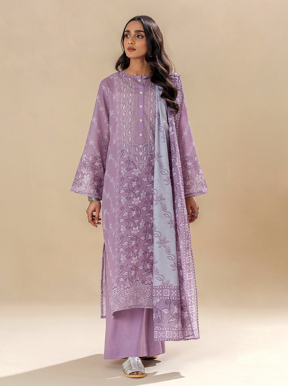 3 Piece Printed Lawn Suit-Evening Rose (Unstitched)
