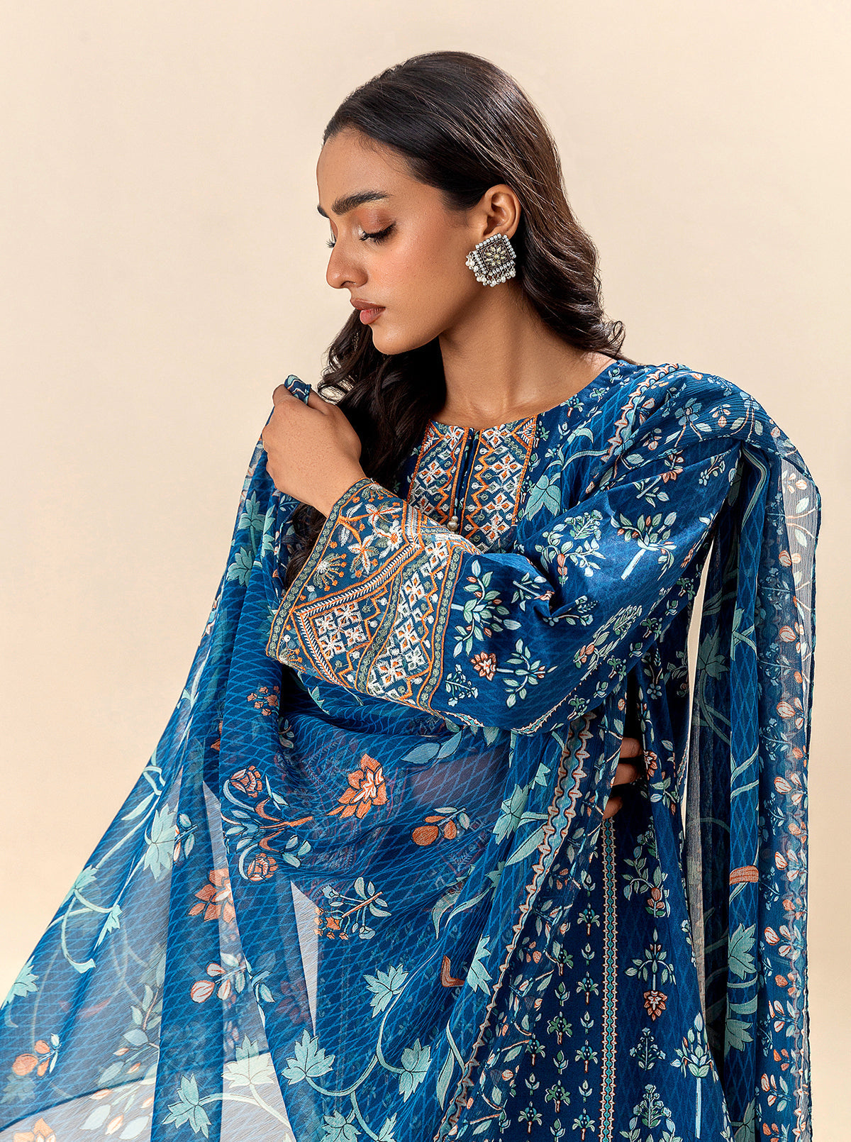 3 Piece Embroidered Lawn Suit-Nouveau Magic (Unstitched)