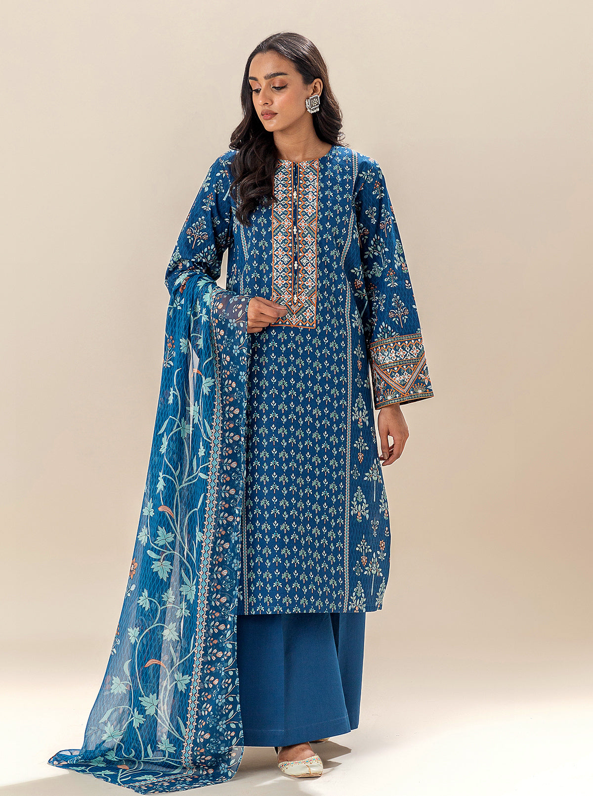 3 Piece Embroidered Lawn Suit-Nouveau Magic (Unstitched)