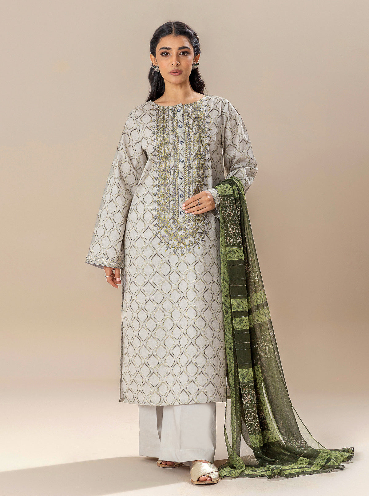 3 Piece Embroidered Lawn Suit-Cloud Dance (Unstitched)