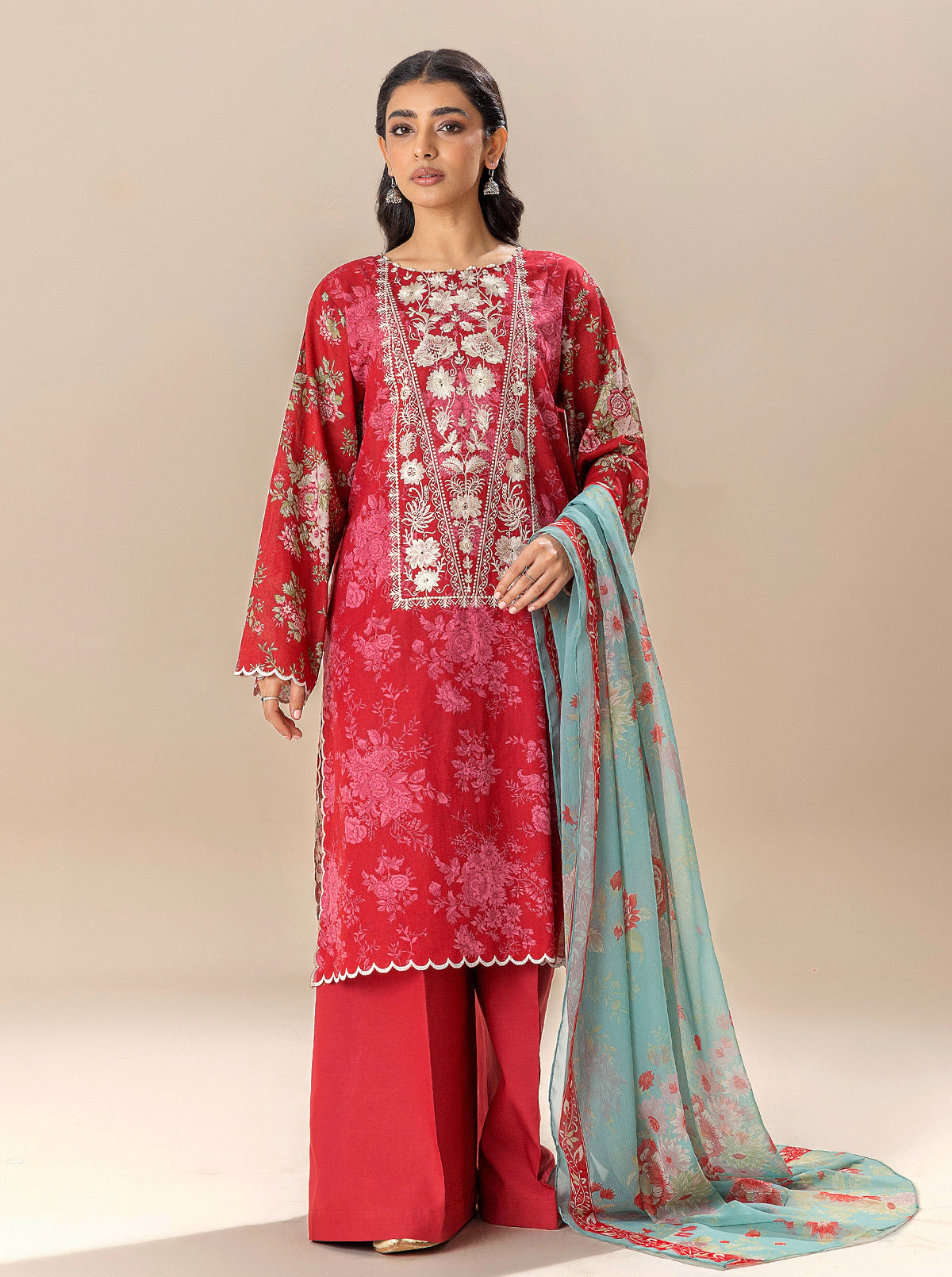 3 Piece Embroidered Lawn Suit-Romance Season (Unstitched)