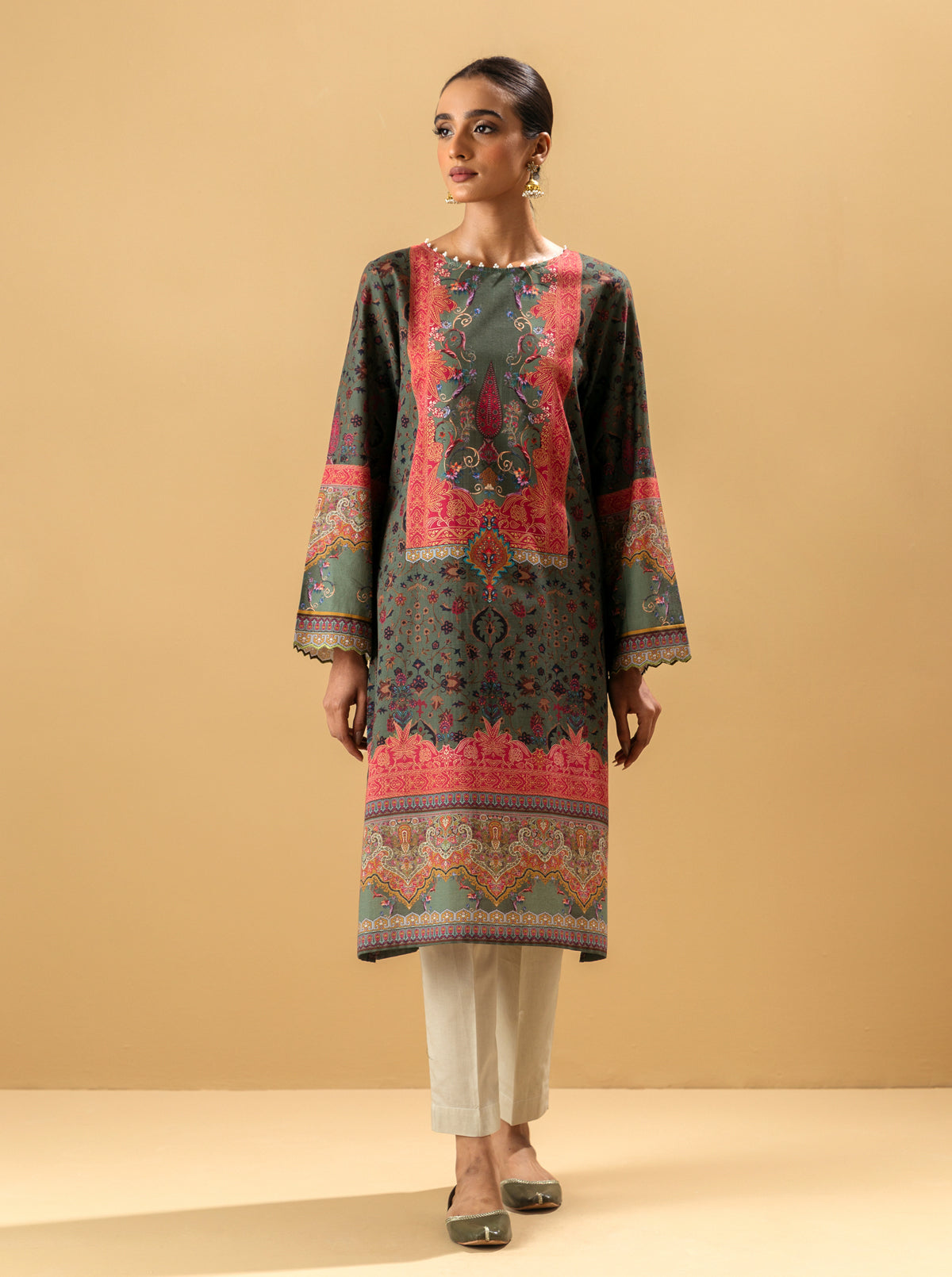 1 PIECE - PRINTED KHADDAR SHIRT - ROYAL INDIA