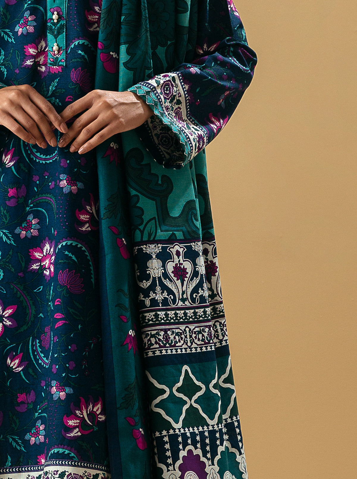 2 Piece - Printed Khaddar Suit - Approval