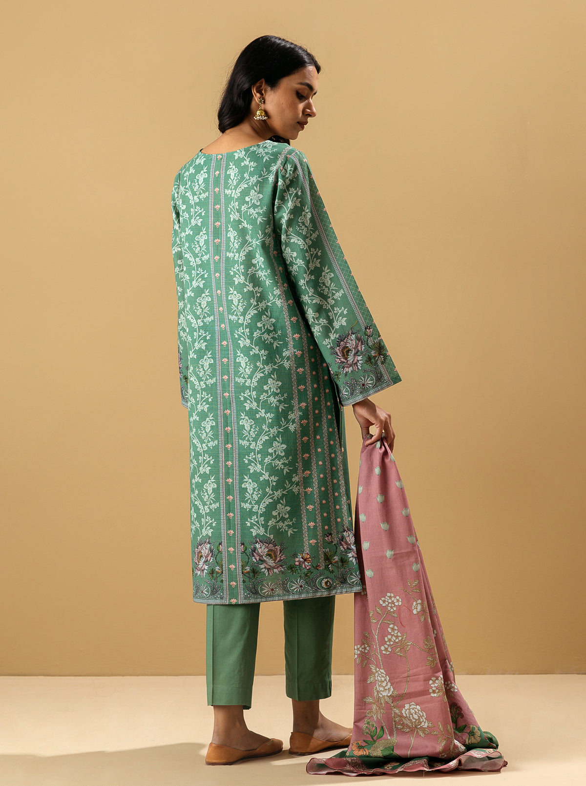 3 Piece - Printed Khaddar Suit - Serene Promise