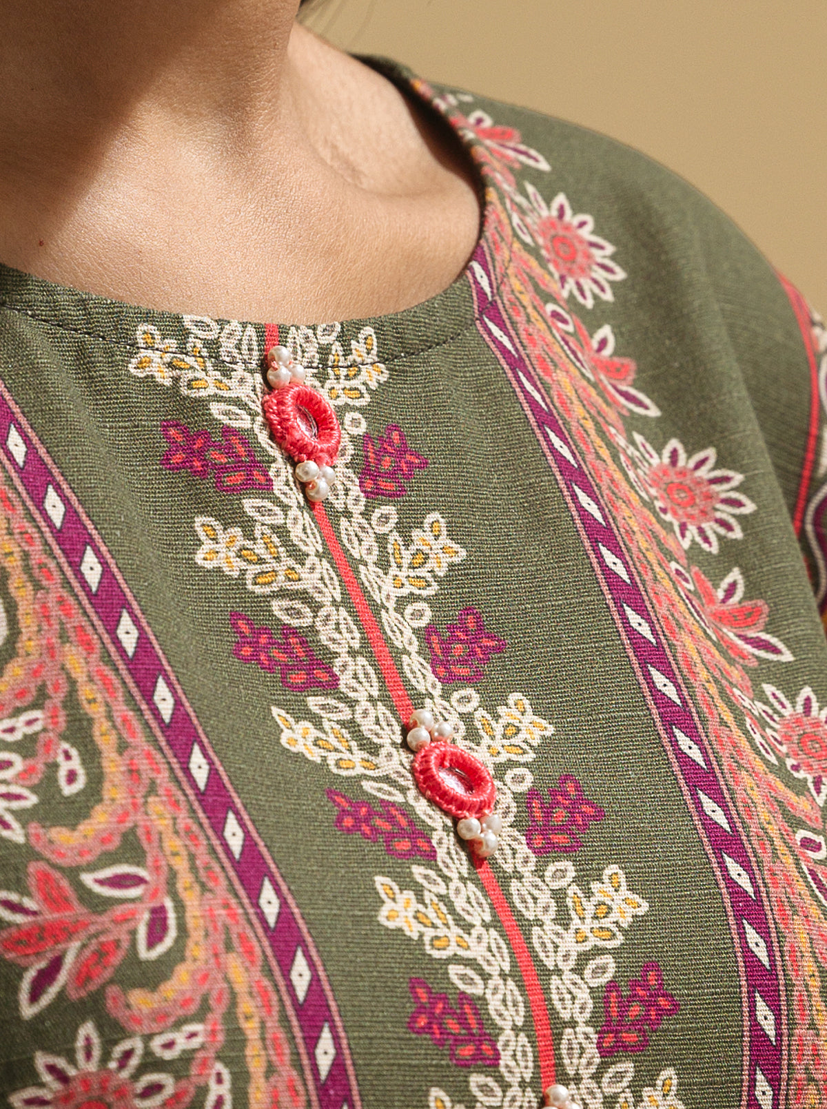 3 Piece - Printed Khaddar Suit - Malachite