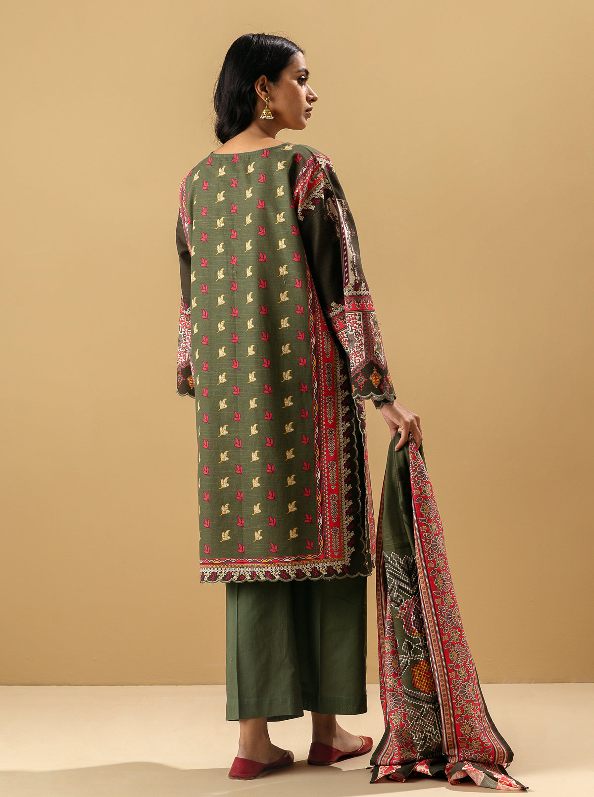 3 Piece - Printed Khaddar Suit - Malachite