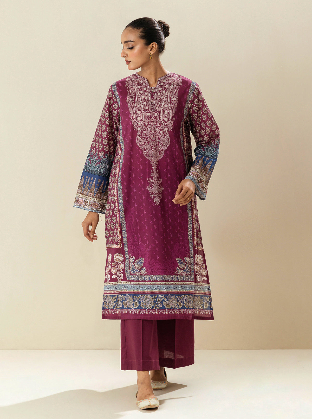 1 PIECE - PRINTED CAMBRIC SHIRT - VIVACIOUS CHERRY
