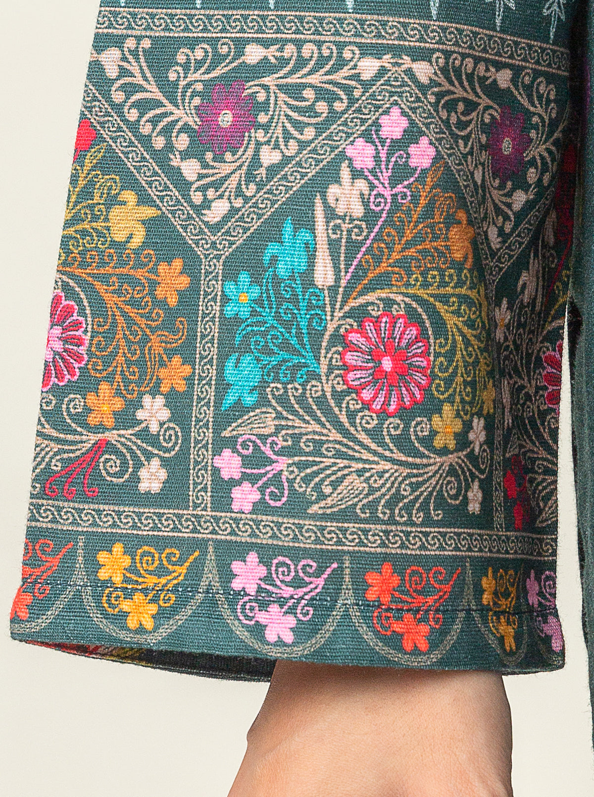 3 Piece - Printed Khaddar Suit - Ethnic Elegance