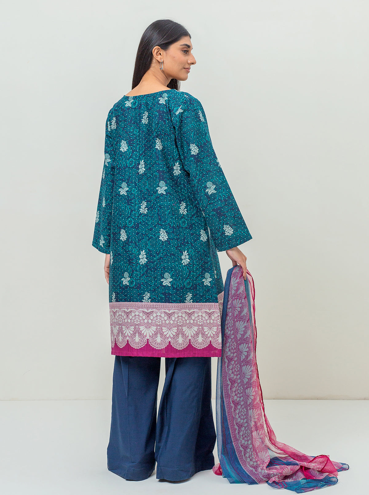 3 Piece - Printed Khaddar Suit - Moon Shadow