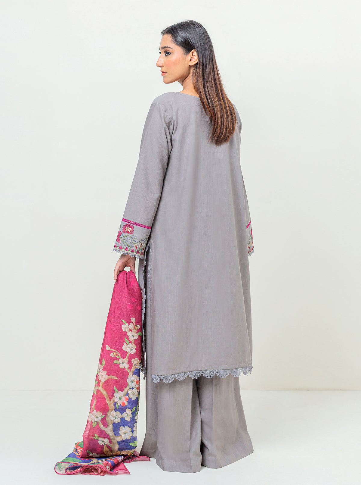 3 Piece - Embroidered Khaddar Suit - Cool Winter Day