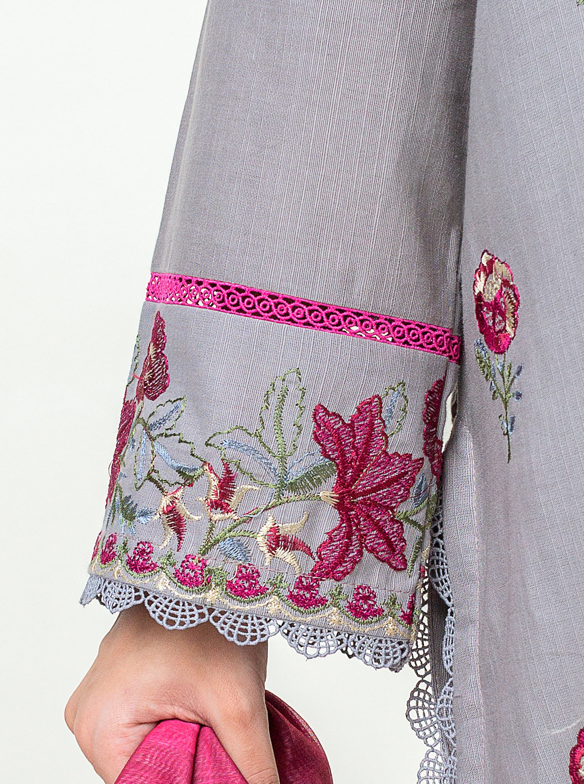 3 Piece - Embroidered Khaddar Suit - Cool Winter Day