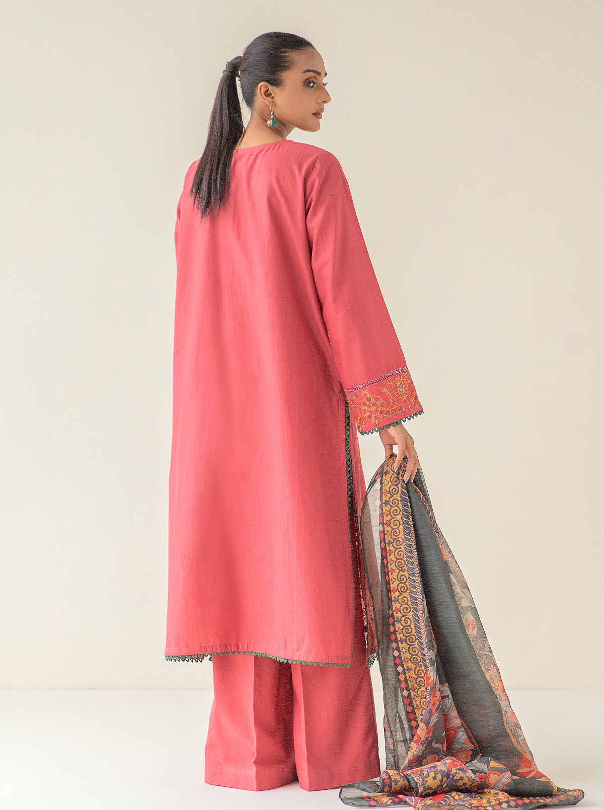 3 Piece - Embroidered Khaddar Suit - Grand Lotus