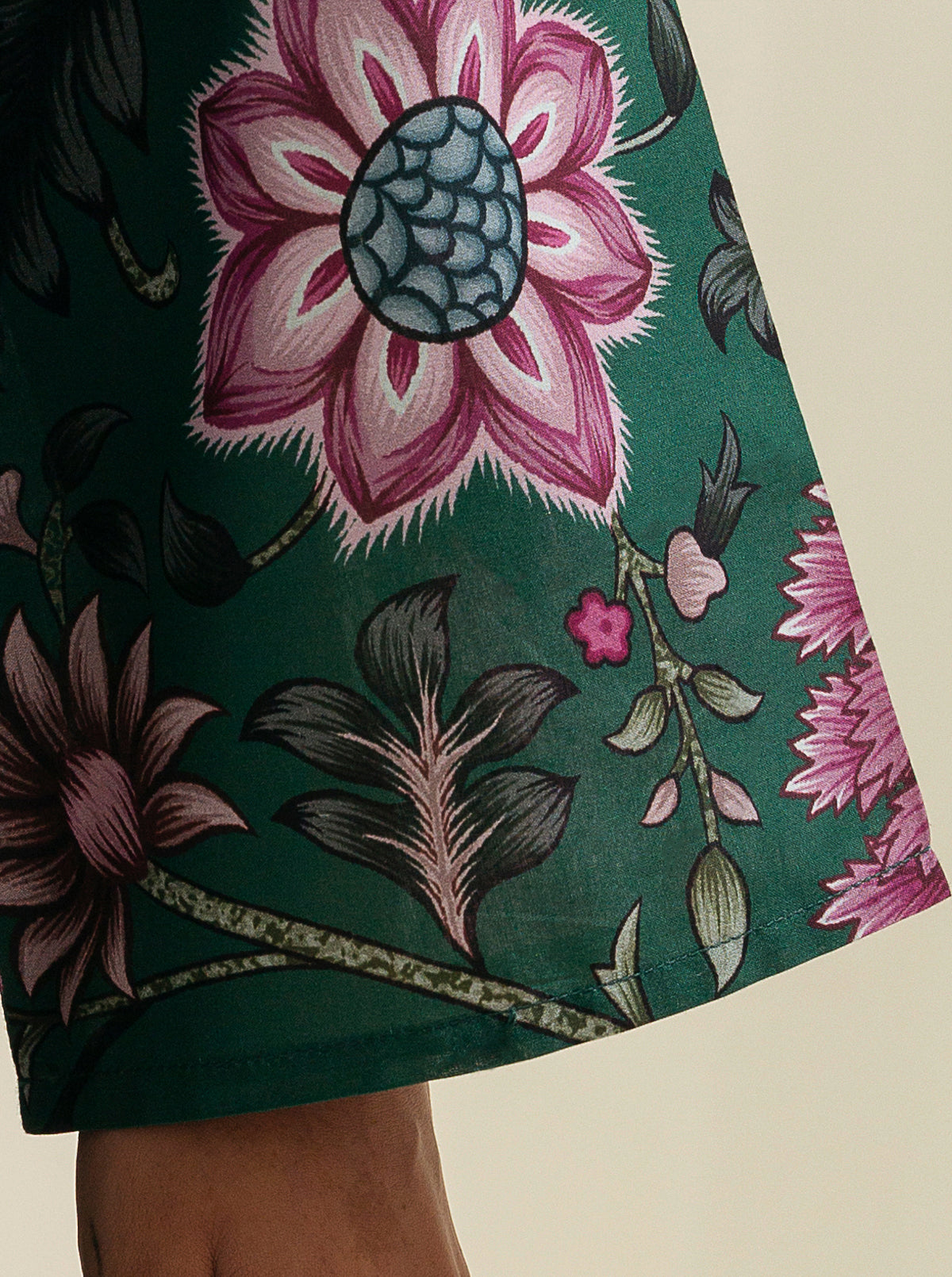 1 PIECE - PRINTED CAMBRIC SHIRT - TEAL PETUNIAS