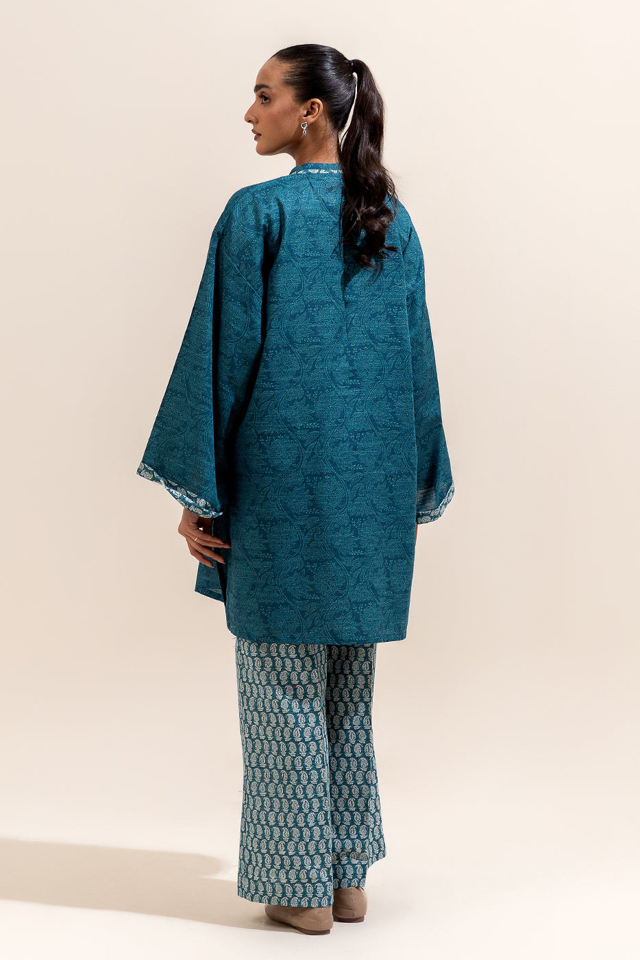 2 Piece Printed Khaddar Suit-Tealish Verve (Unstitched)