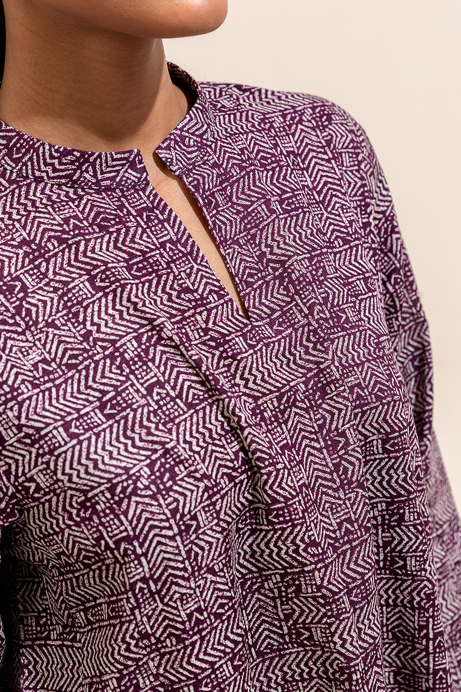 2 Piece Printed Khaddar Suit-Magenta Maze (Unstitched)