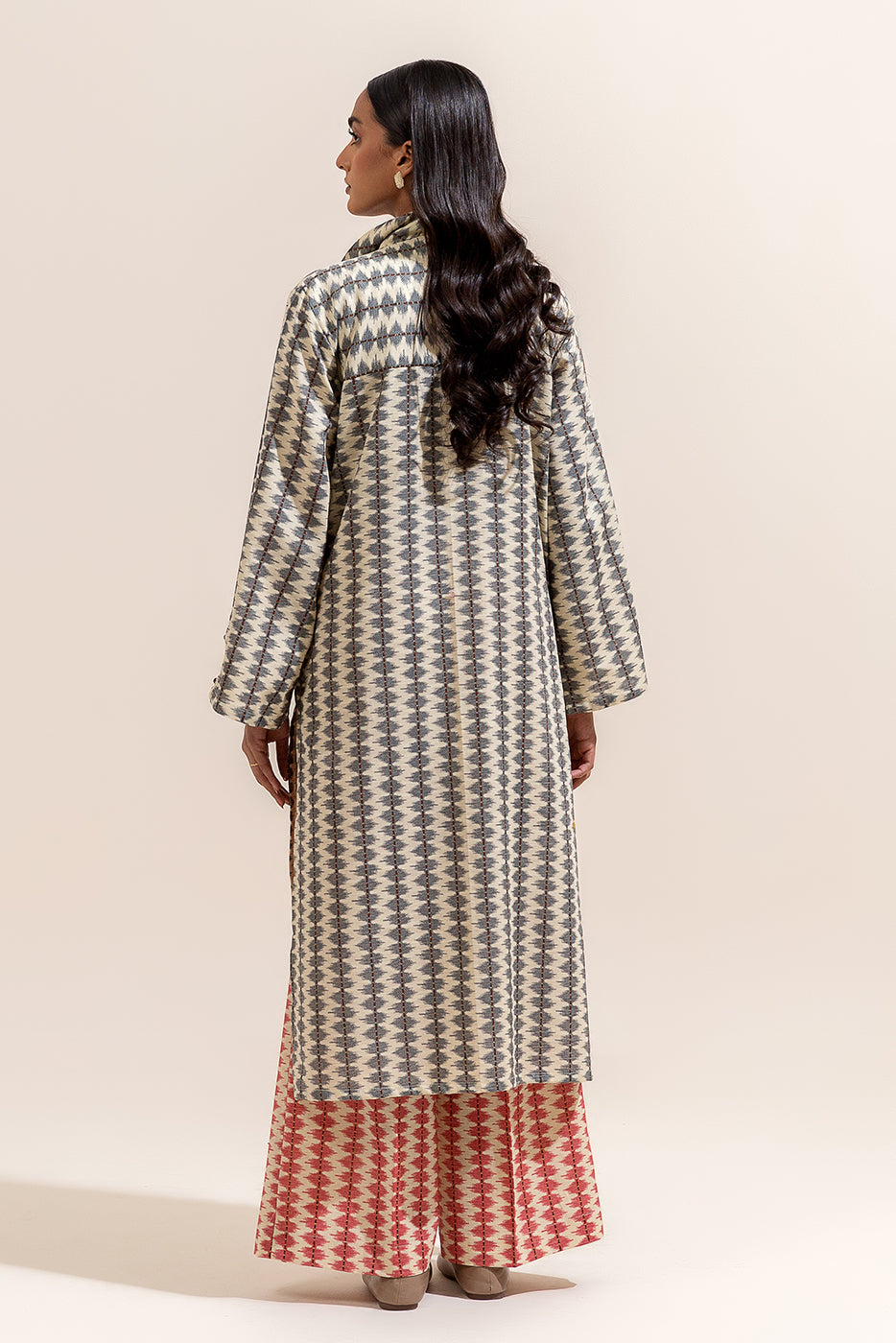 2 Piece Printed Khaddar Suit-Grey Weave (Unstitched)