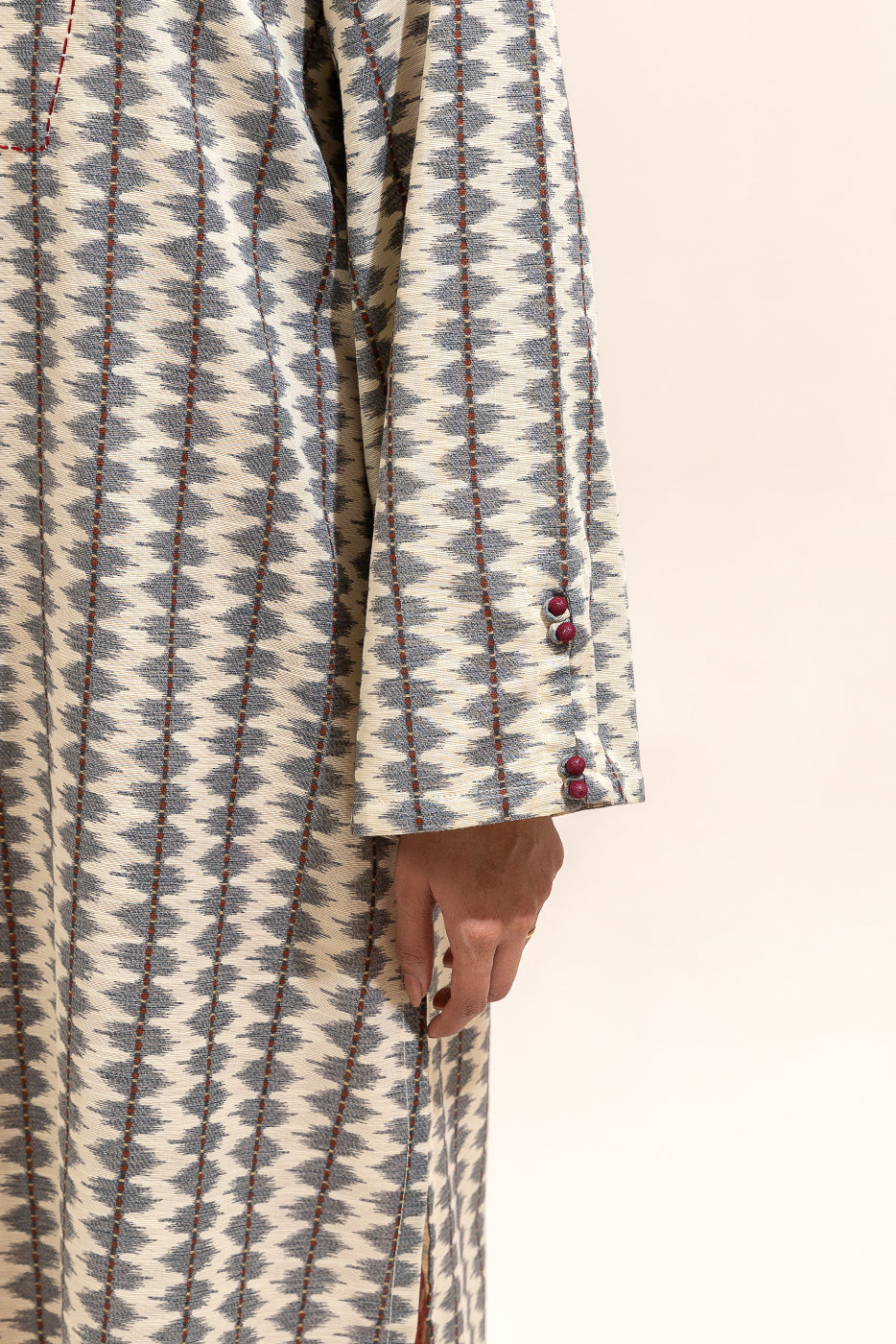 2 Piece Printed Khaddar Suit-Grey Weave (Unstitched)