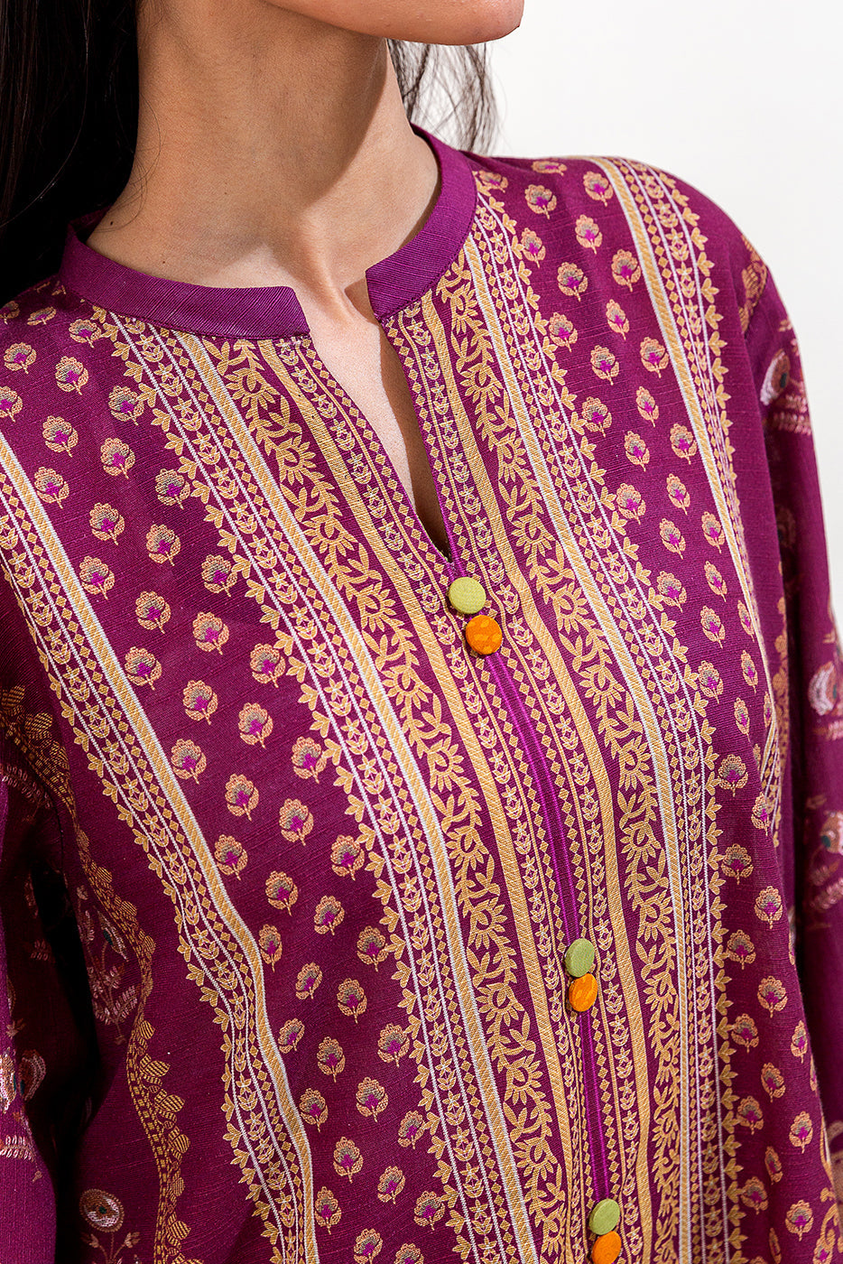 3 Piece Printed Khaddar Suit-Sangria Mist (Unstitched)