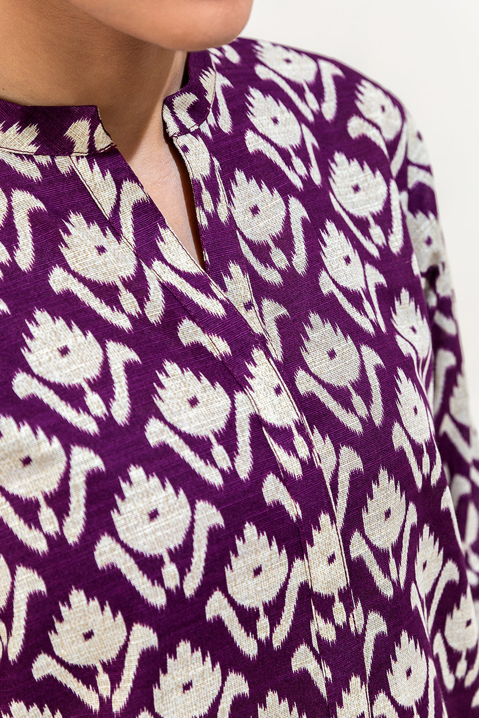 2 Piece Printed Khaddar Suit-Raisin Bliss (Unstitched)