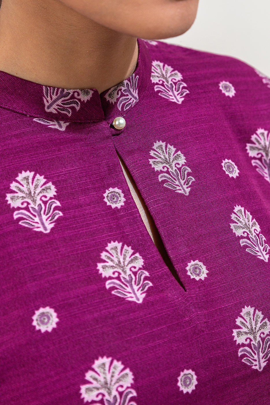 2 Piece Printed Khaddar Suit-Plum Noir (Unstitched)