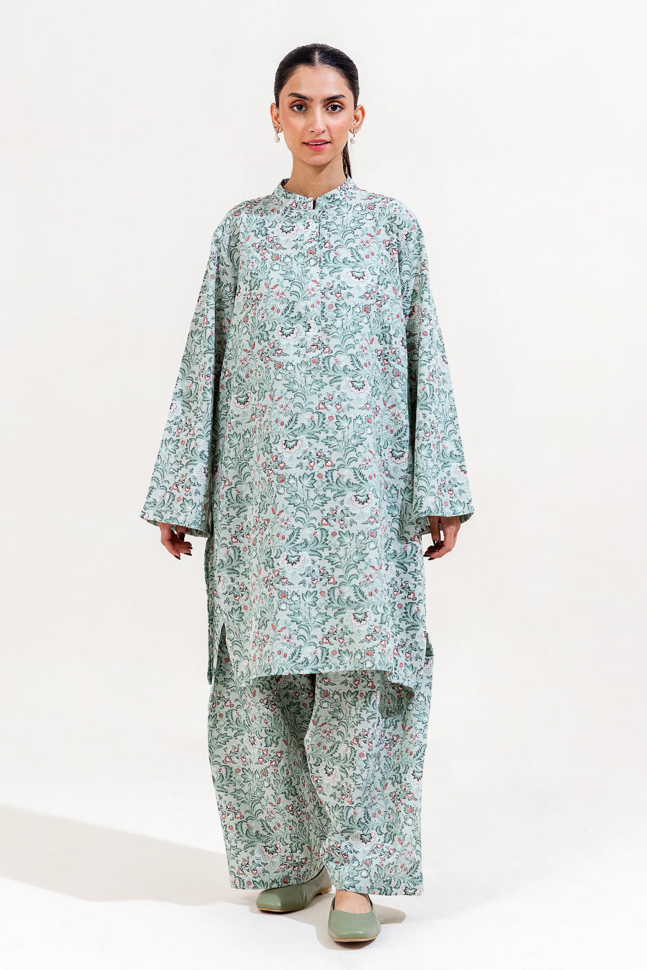 2 Piece Printed Khaddar Suit-Jacobean Pearl (Unstitched)