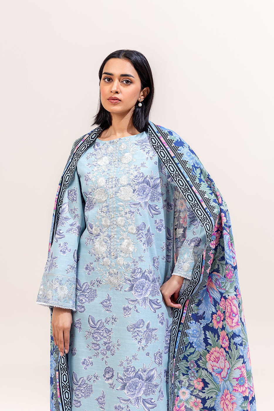 3 Piece Embroidered Khaddar Suit-Carolina Dream (Unstitched)