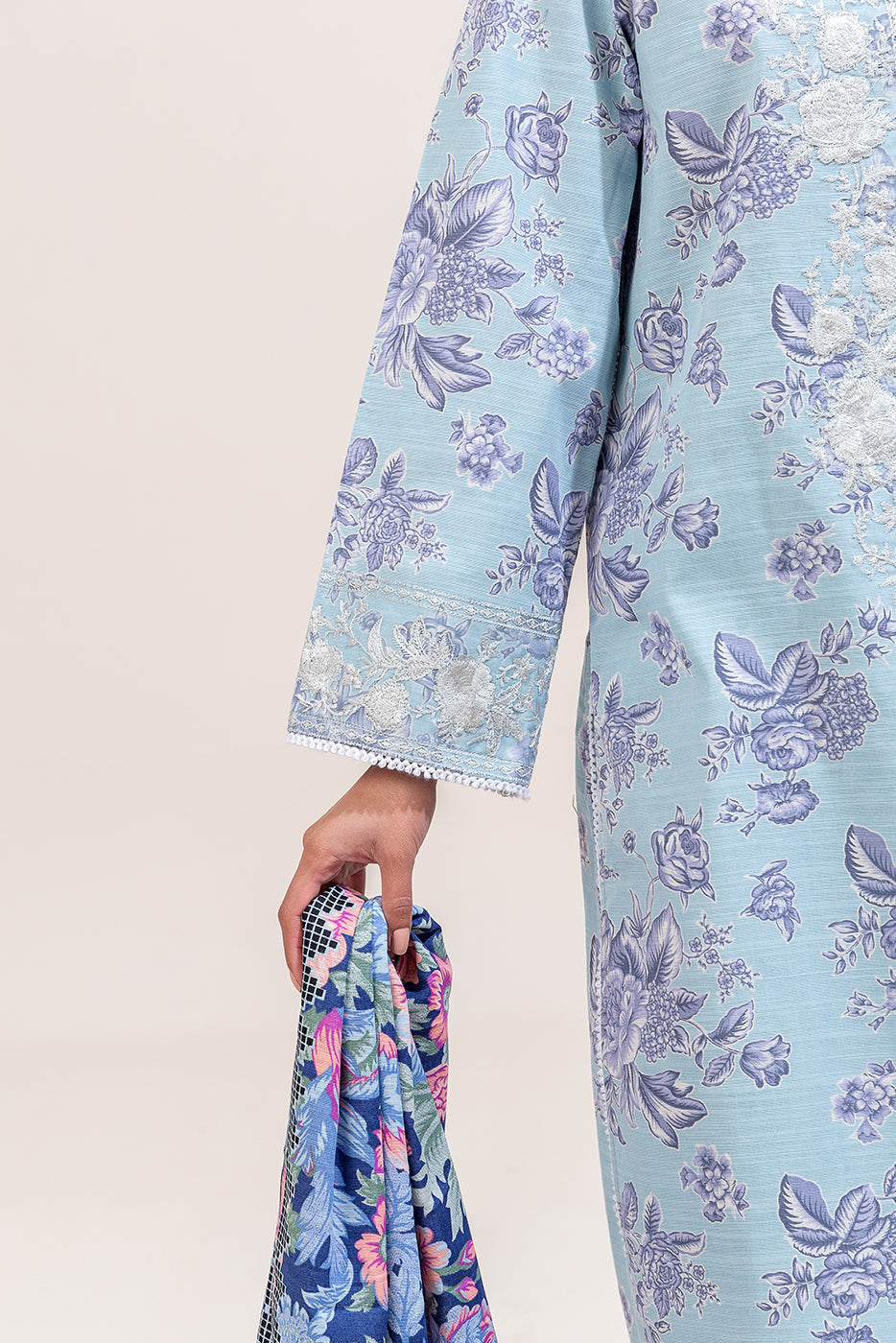 3 Piece Embroidered Khaddar Suit-Carolina Dream (Unstitched)
