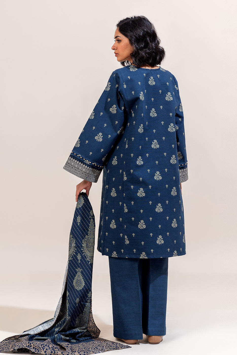 3 Piece Printed Khaddar Suit-Prussian Aura (Unstitched)