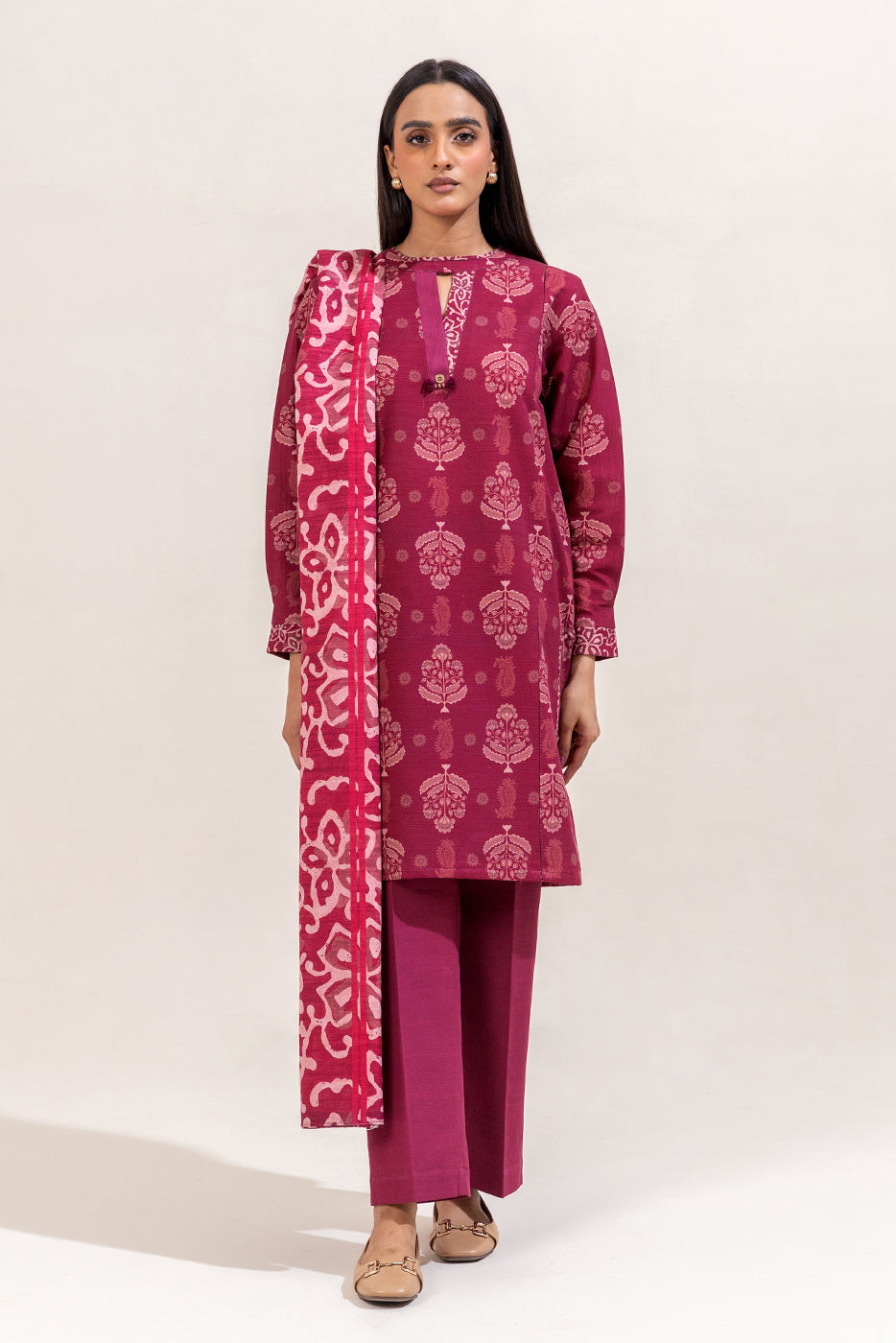 3 Piece Printed Khaddar Suit-Mulberry Grove (Unstitched)