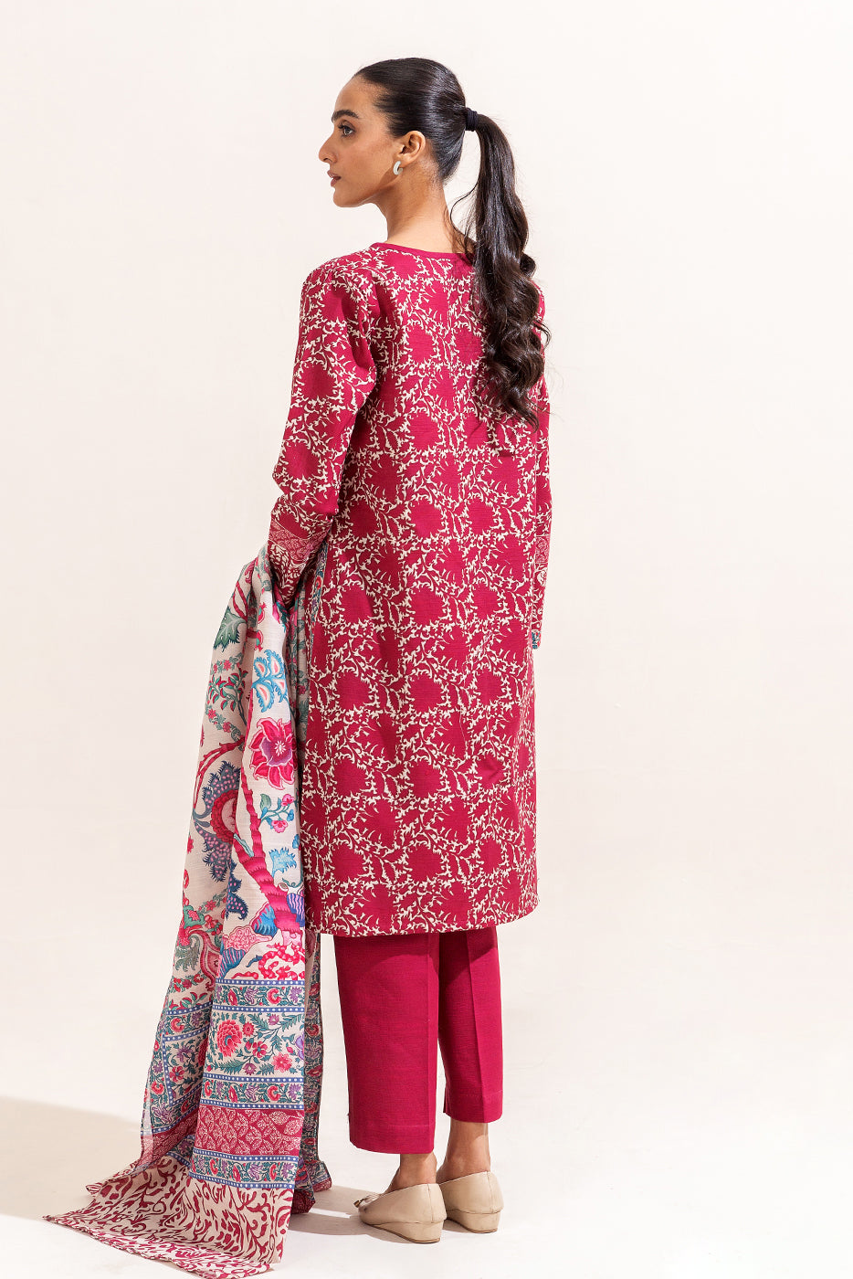 3 Piece Printed Khaddar Suit-Thistle Garden (Unstitched)