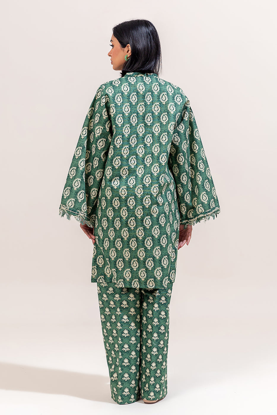 2 Piece Printed Khaddar Suit-Ethnic Green (Unstitched)