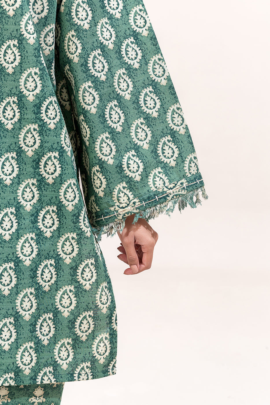 2 Piece Printed Khaddar Suit-Ethnic Green (Unstitched)