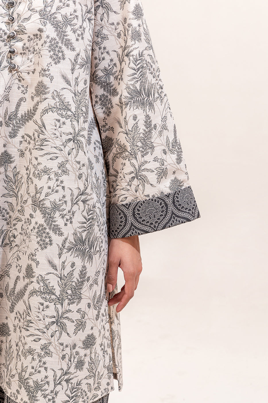 2 Piece Printed Khaddar Suit-Whisper Ash (Unstitched)