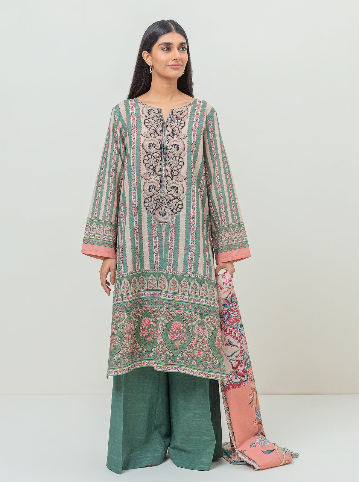 2 Piece Printed Khaddar Suit-Lineage Leaf (Unstitched)