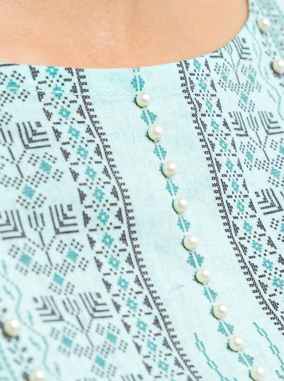 1 PIECE - PRINTED LAWN SHIRT - MINTY DEW