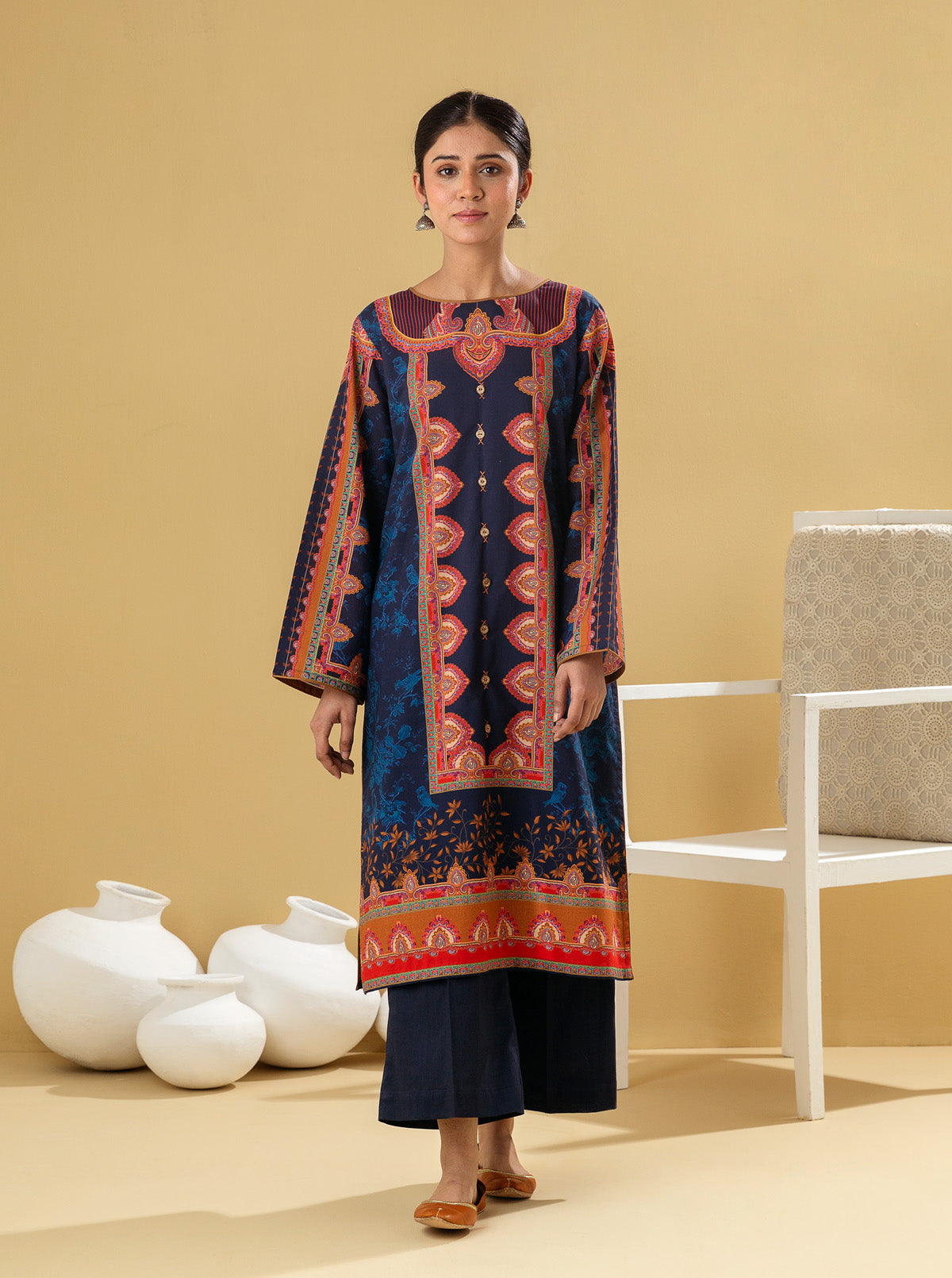 1 PIECE - PRINTED LAWN SHIRT - MIDNIGHT DEW