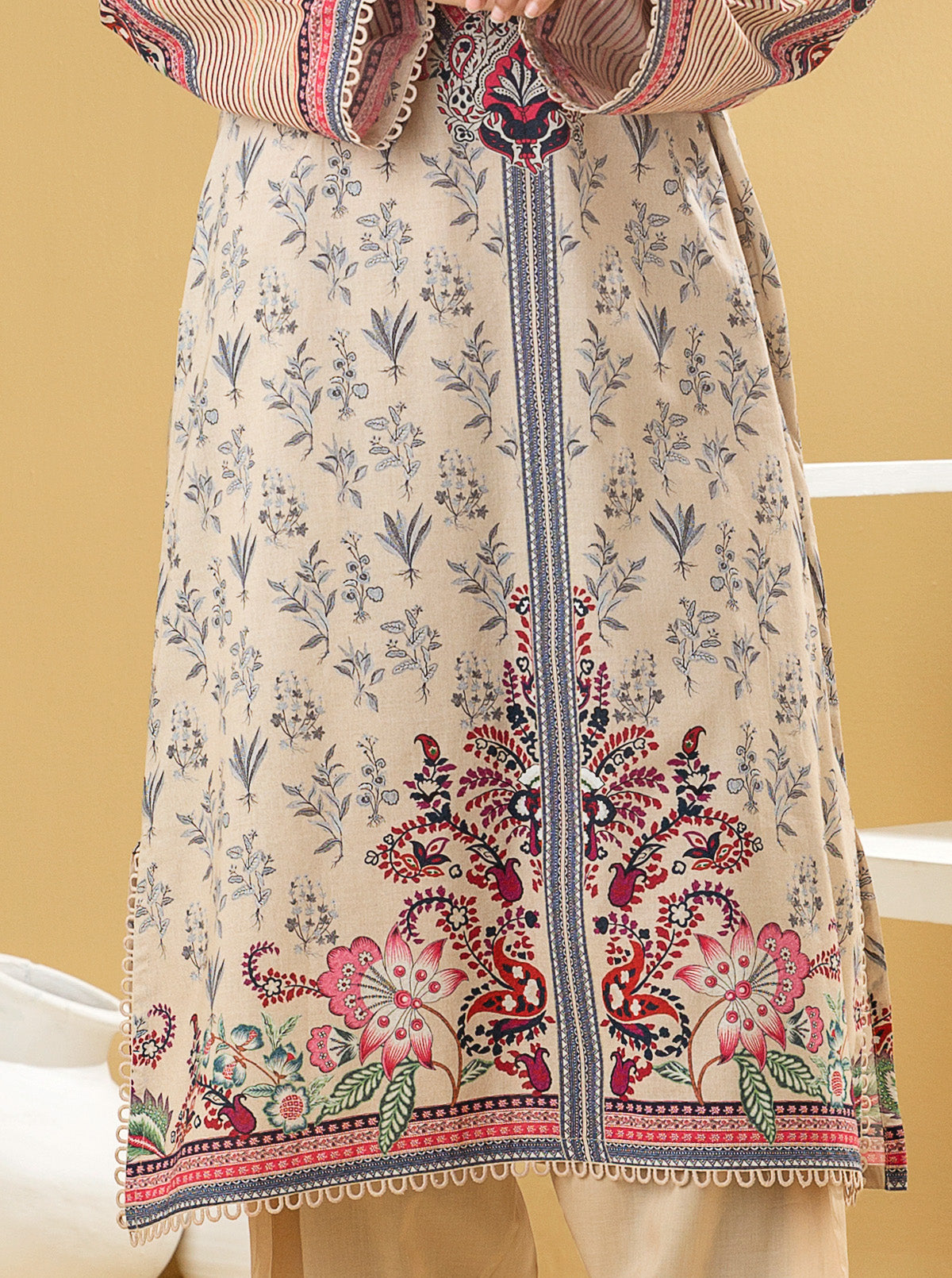 1 PIECE - PRINTED LAWN SHIRT - DELICATE BEIGE